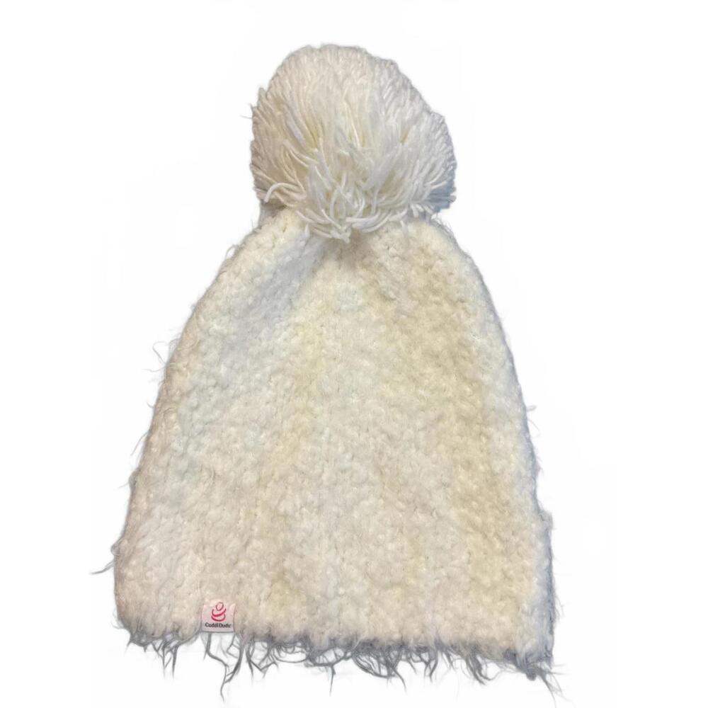 Cozy White Knit Pom-Pom Hat by Cuddl Duds